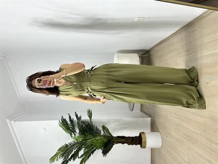 Yağ Yeşili Premium Kalite Bel Ayarlı Tensel Kumaş Tulum