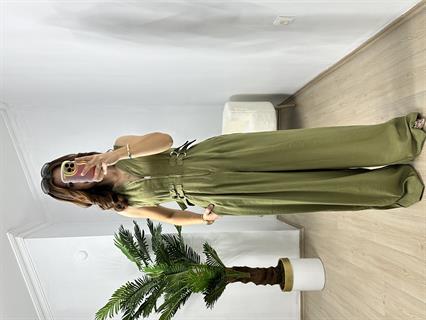 Yağ Yeşili Premium Kalite Bel Ayarlı Tensel Kumaş Tulum