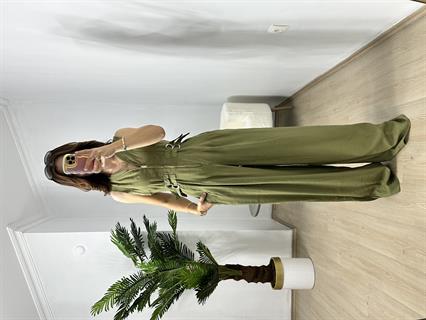 Yağ Yeşili Premium Kalite Bel Ayarlı Tensel Kumaş Tulum