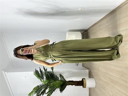 Yağ Yeşili Premium Kalite Bel Ayarlı Tensel Kumaş Tulum