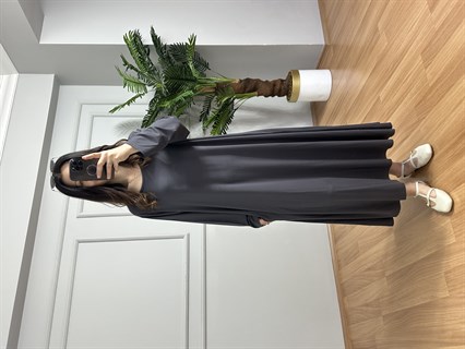 Yasmin Antrasit Likralı Basic Elbise 