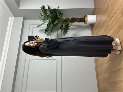 Yasmin Antrasit Likralı Basic Elbise 