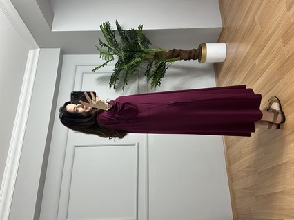 Yasmin Bordo Likralı Basic Elbise 