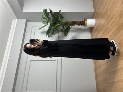 Yasmin Siyah Likralı Basic Elbise