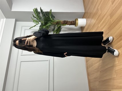 Yasmin Siyah Likralı Basic Elbise