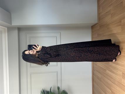 Zühre Siyah Kahve Süet Kumaş Cepli Elbise