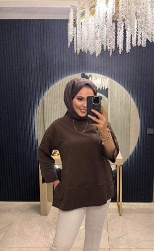 Basic Sweatshirt Kahverengi