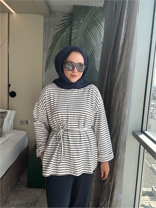 Çizgili Sweatshirt Lacivert