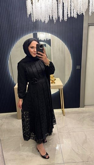 Dantel Elbise Siyah