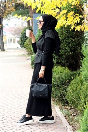 Yelekli Elbise Siyah