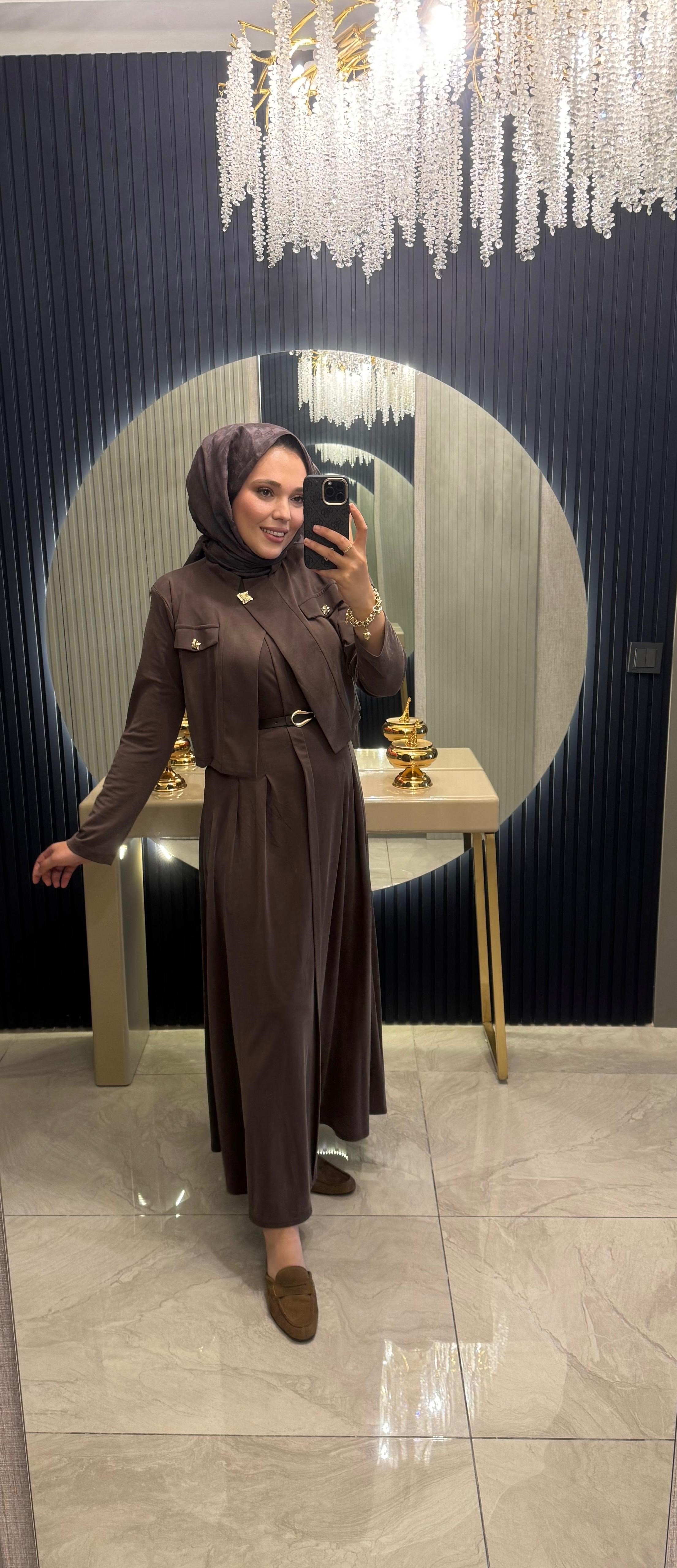 Ceketli Spor Elbise Kahverengi