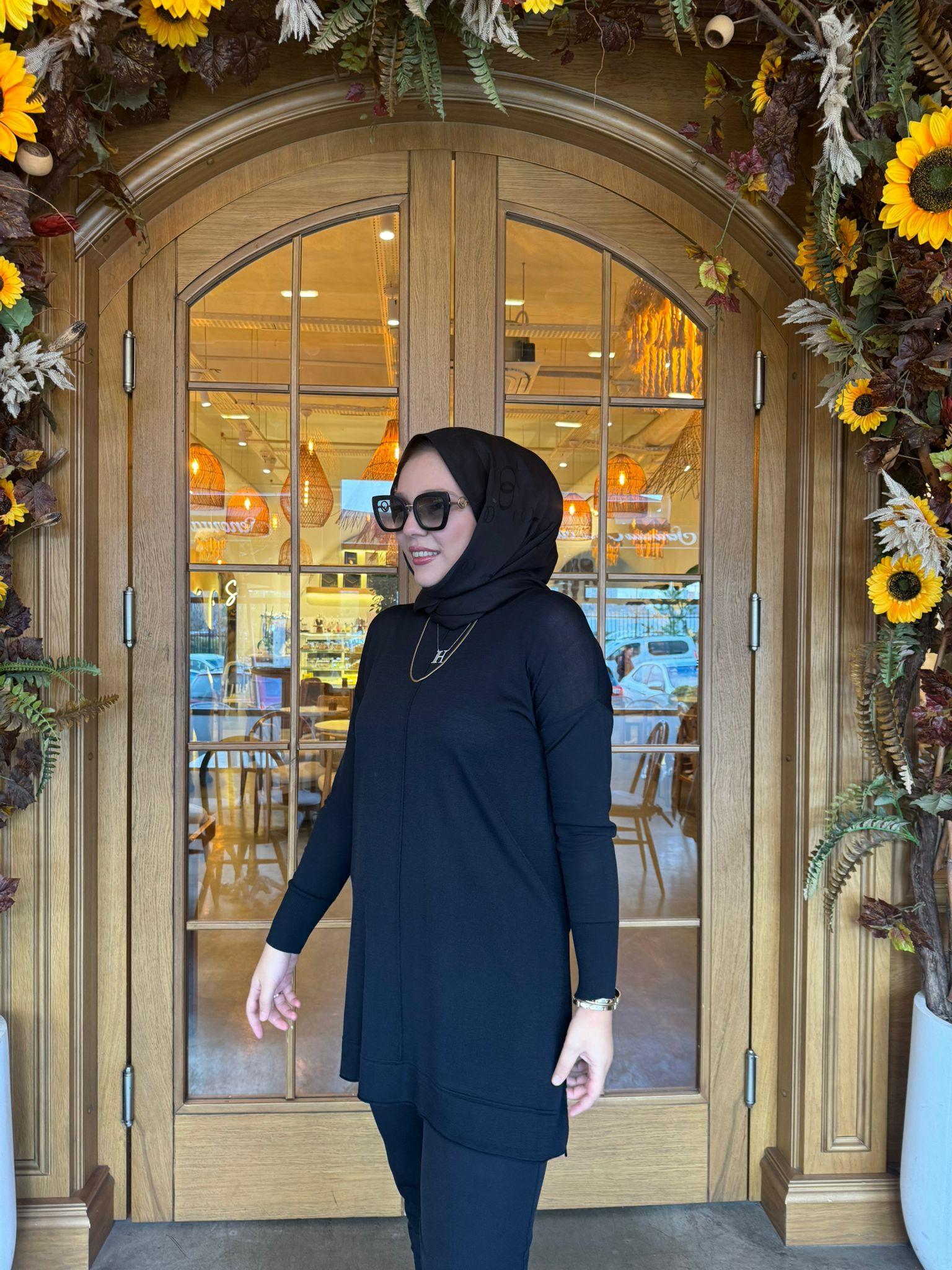 Çımalı Triko Tunik Siyah