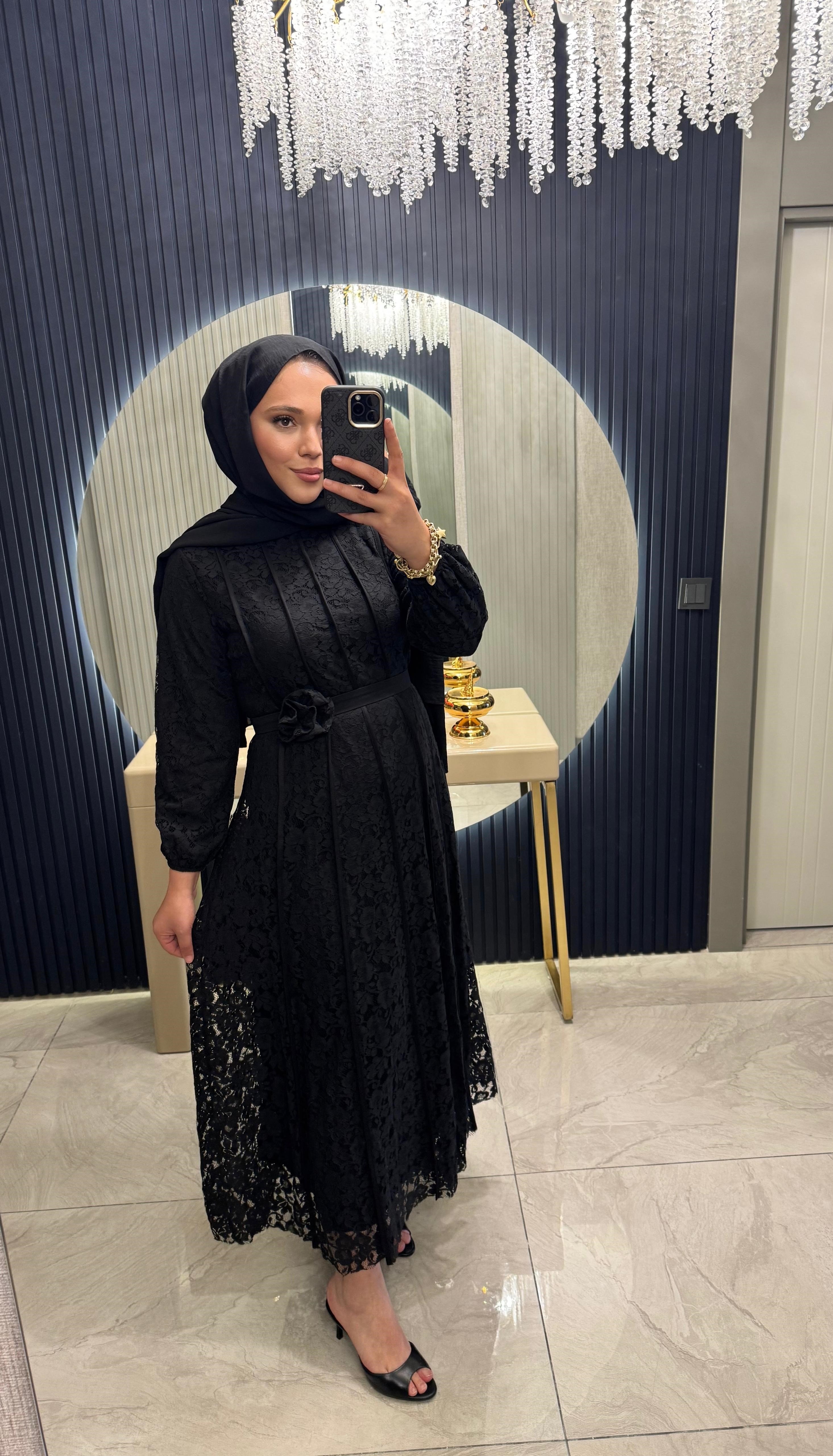 Dantel Elbise Siyah