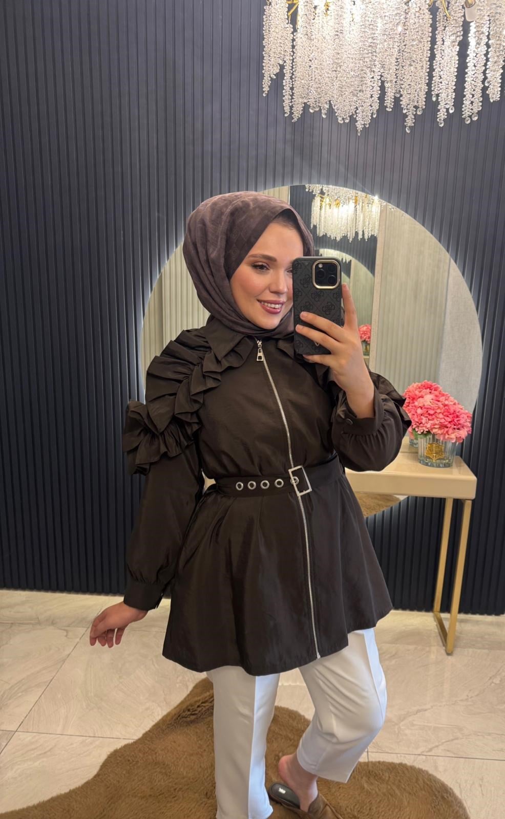 Fırfır Ceket Kahverengi