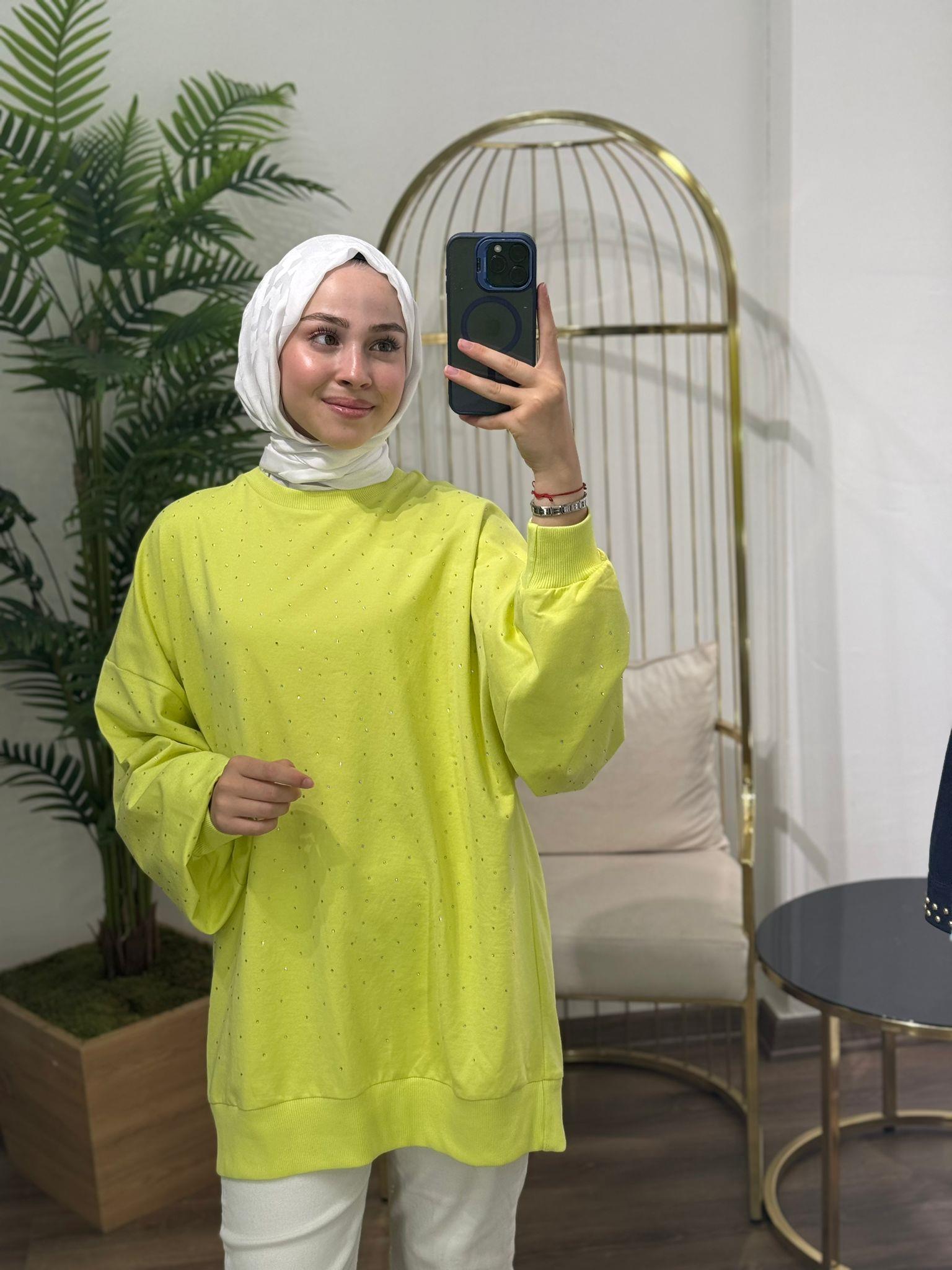 İşlemeli Sweatshirt Yeşil