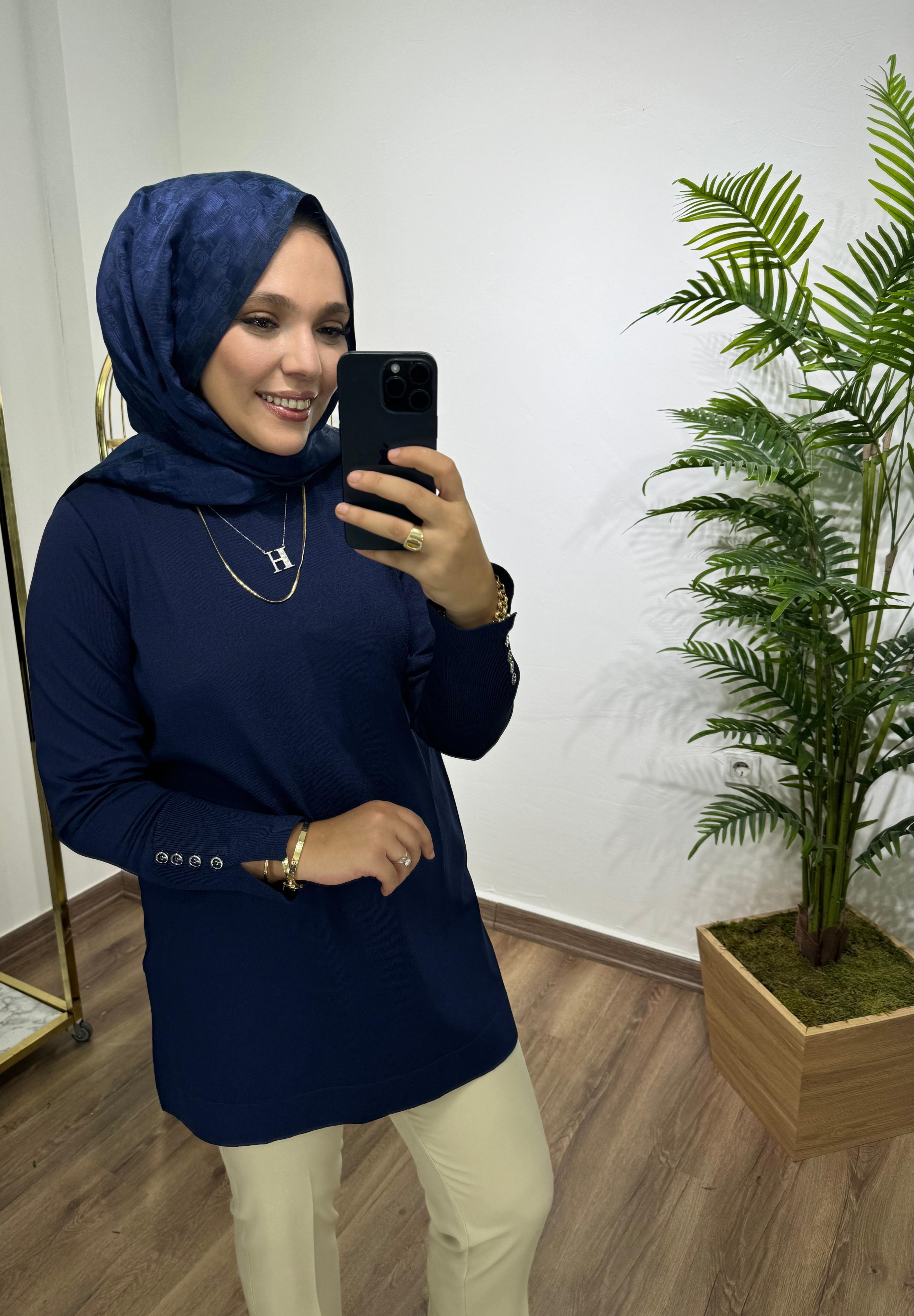 Merserize Triko Tunik Lacivert