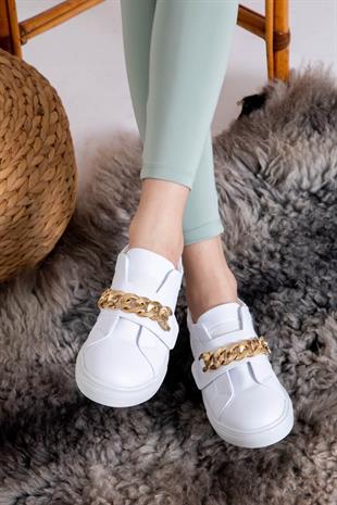 Gold Zincir Spor Ayakkabı Beyaz