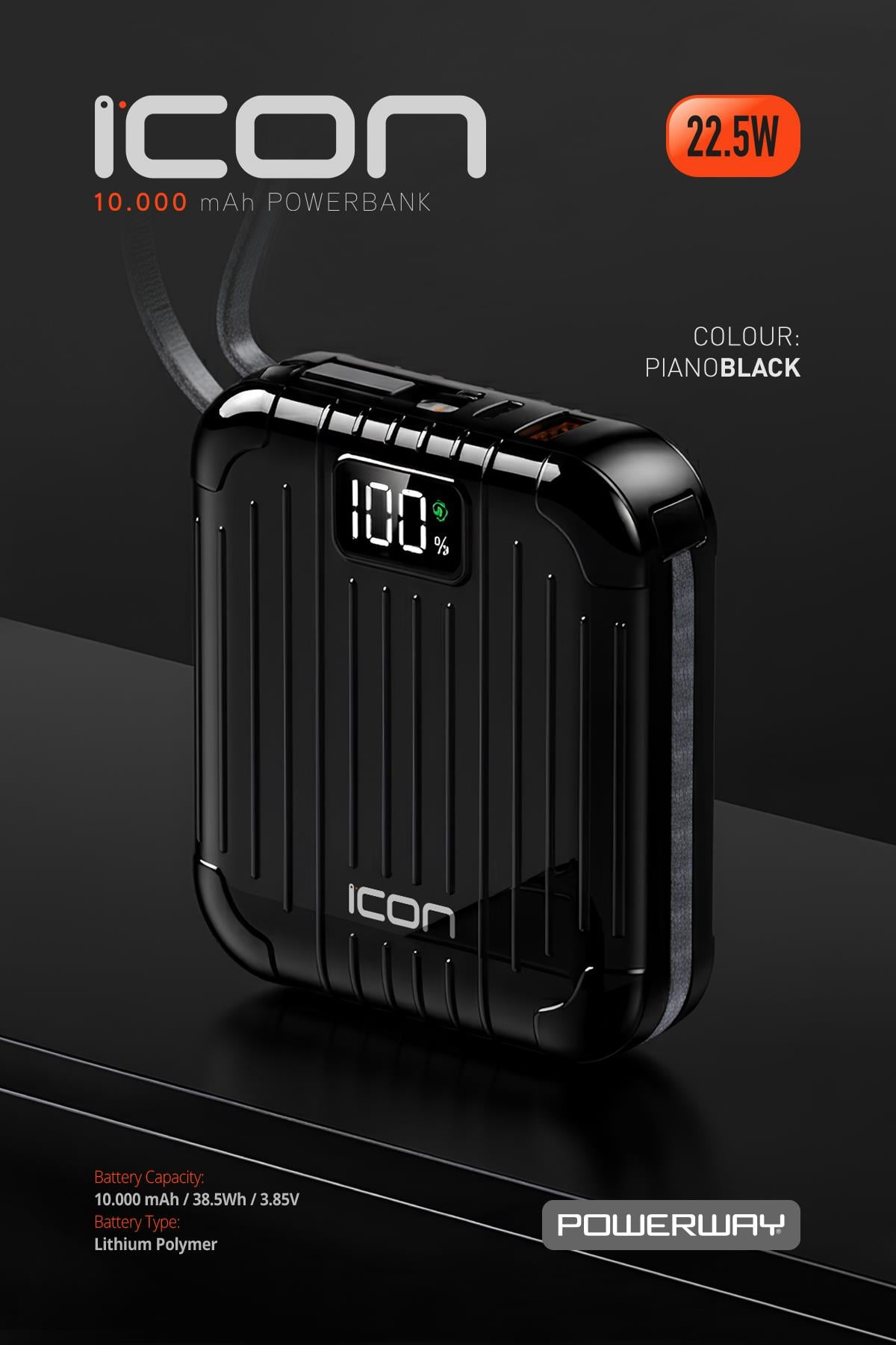 10.000 mAh PD 22.5 W Hızlı Şarj Gerçek 10.000 mAh Garantili Led Fener Dijital ICon Powerbank