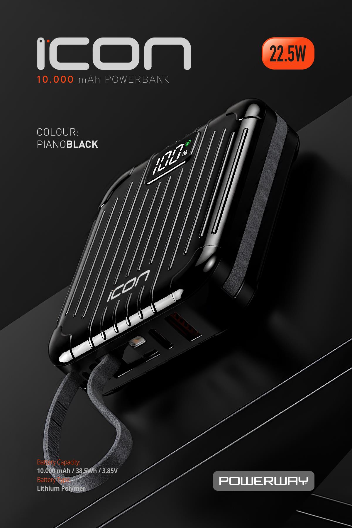 10.000 mAh PD 22.5 W Hızlı Şarj Gerçek 10.000 mAh Garantili Led Fener Dijital ICon Powerbank