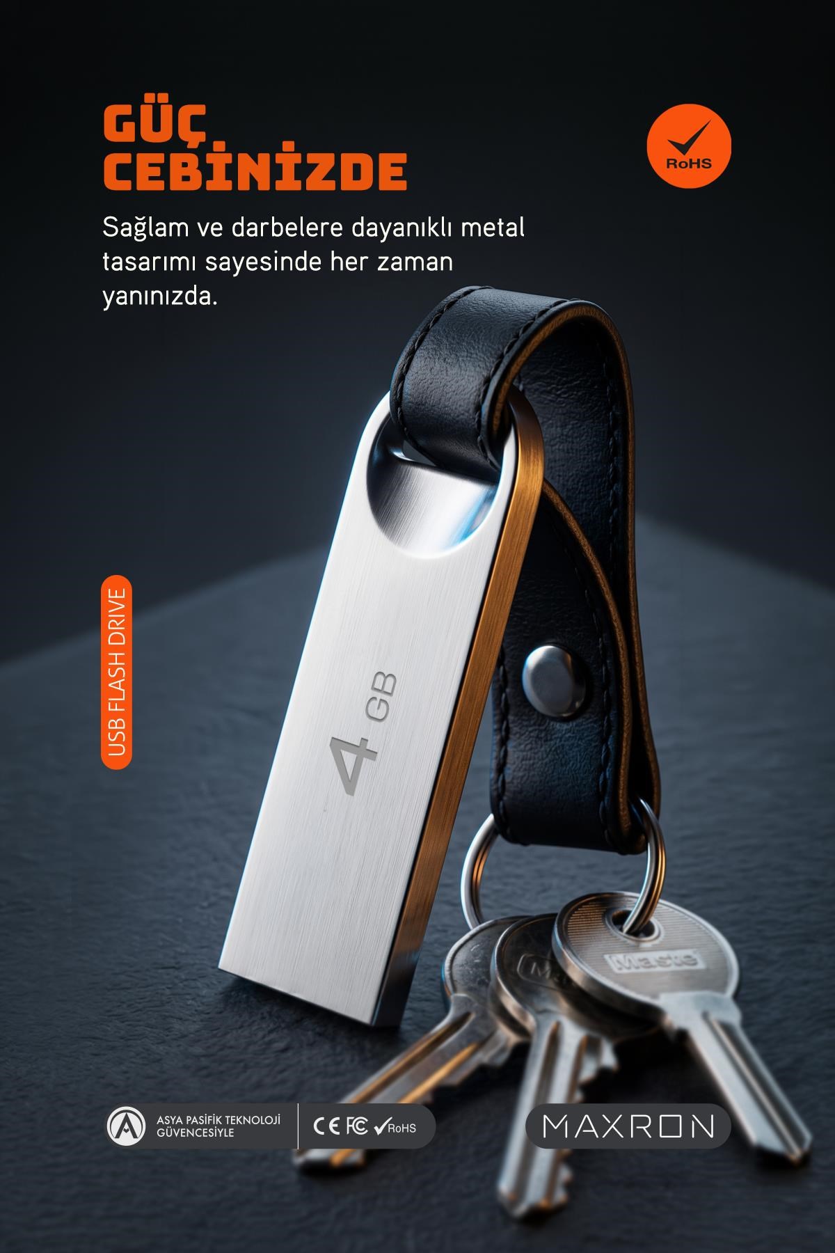 4 GB Flash Bellek Metal Gövde Ömür Boyu Garantili Güvenli Usb Bellek Data Traveler