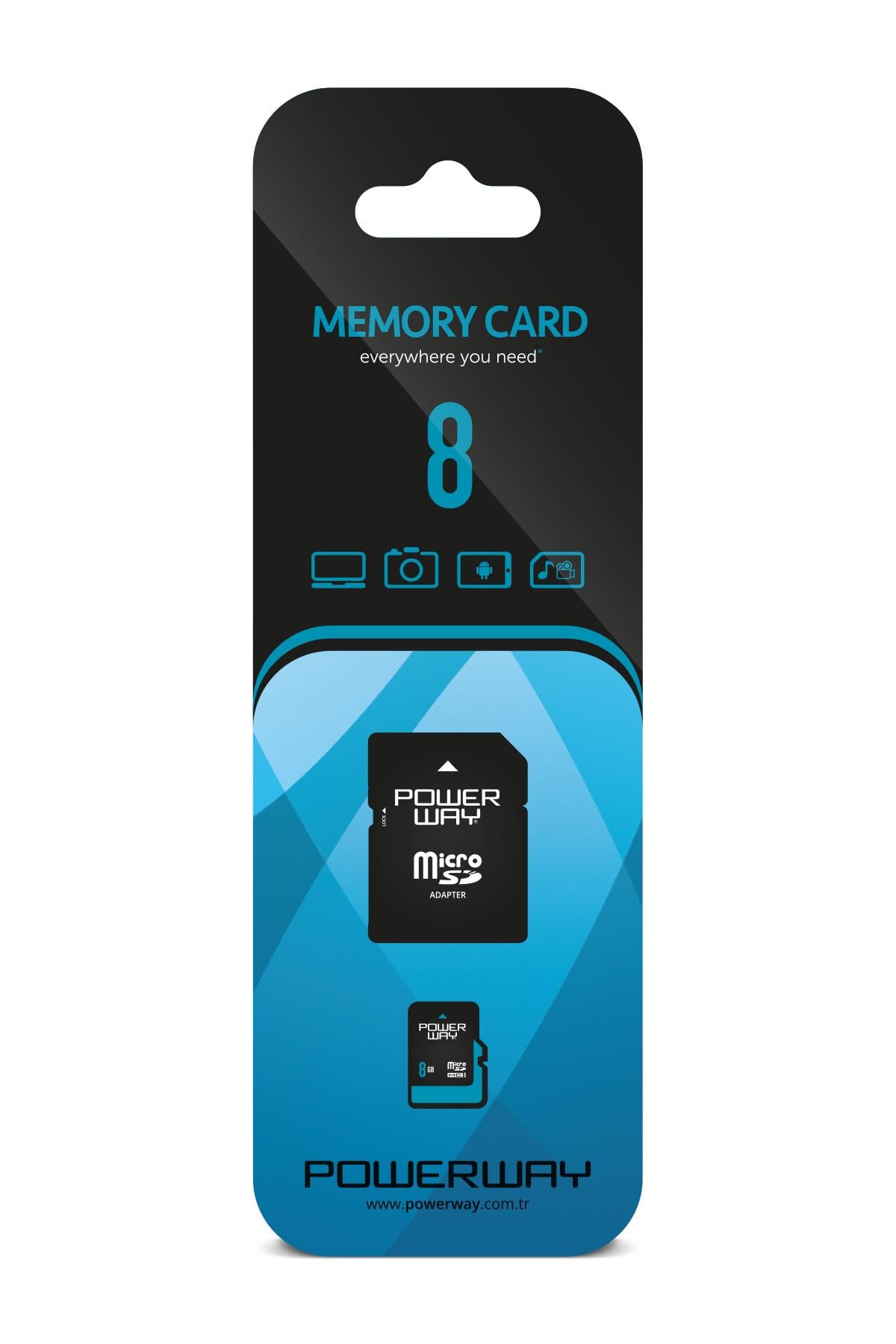 Powerway 8 GB Micro SD Hafıza Kartı Class 10 Adaptör Dahil