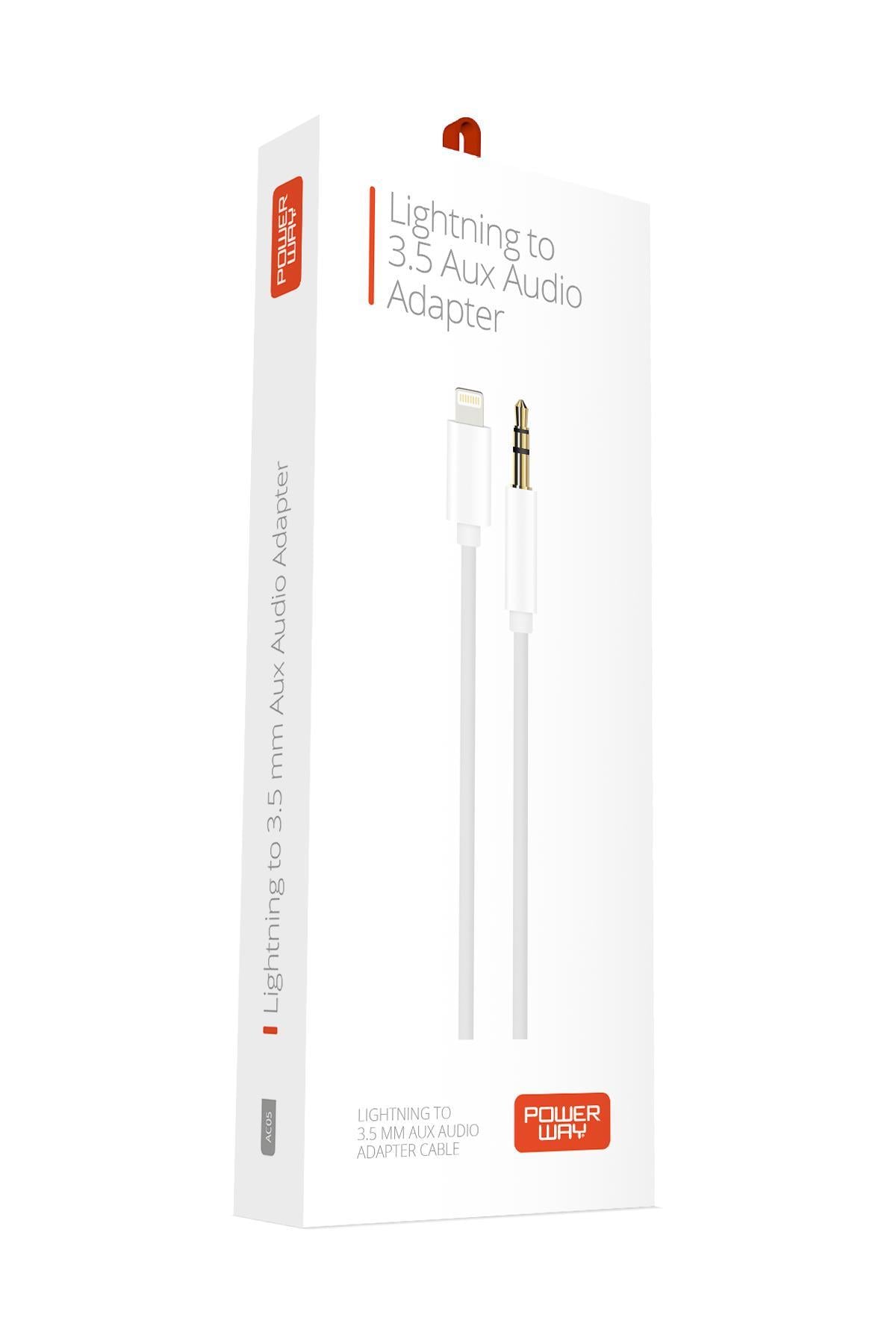 Powerway AC05 Lightning to 3.5mm Erkek Aux Dönüştürücü Aux Çevirici