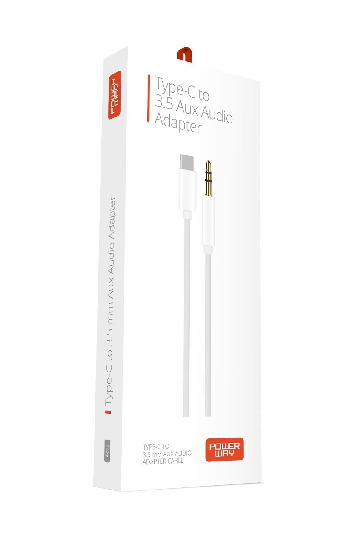 Powerway AC06 Type-C to 3.5mm Erkek Aux Dönüştürücü Aux Çevirici
