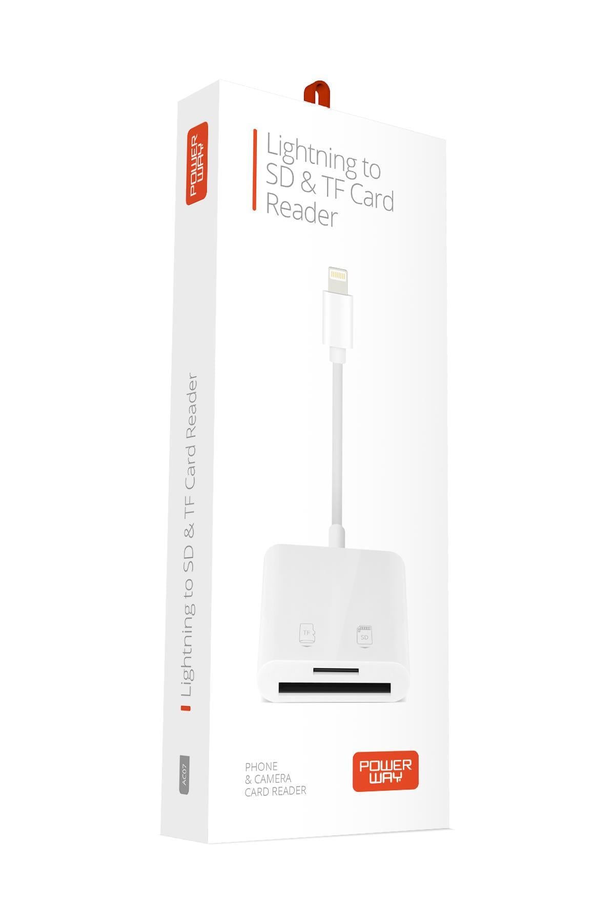 Powerway AC07 Lightning to SD Kart Okuyucu Adaptör MicroSD Hafıza Kart Okuyucu Adaptör