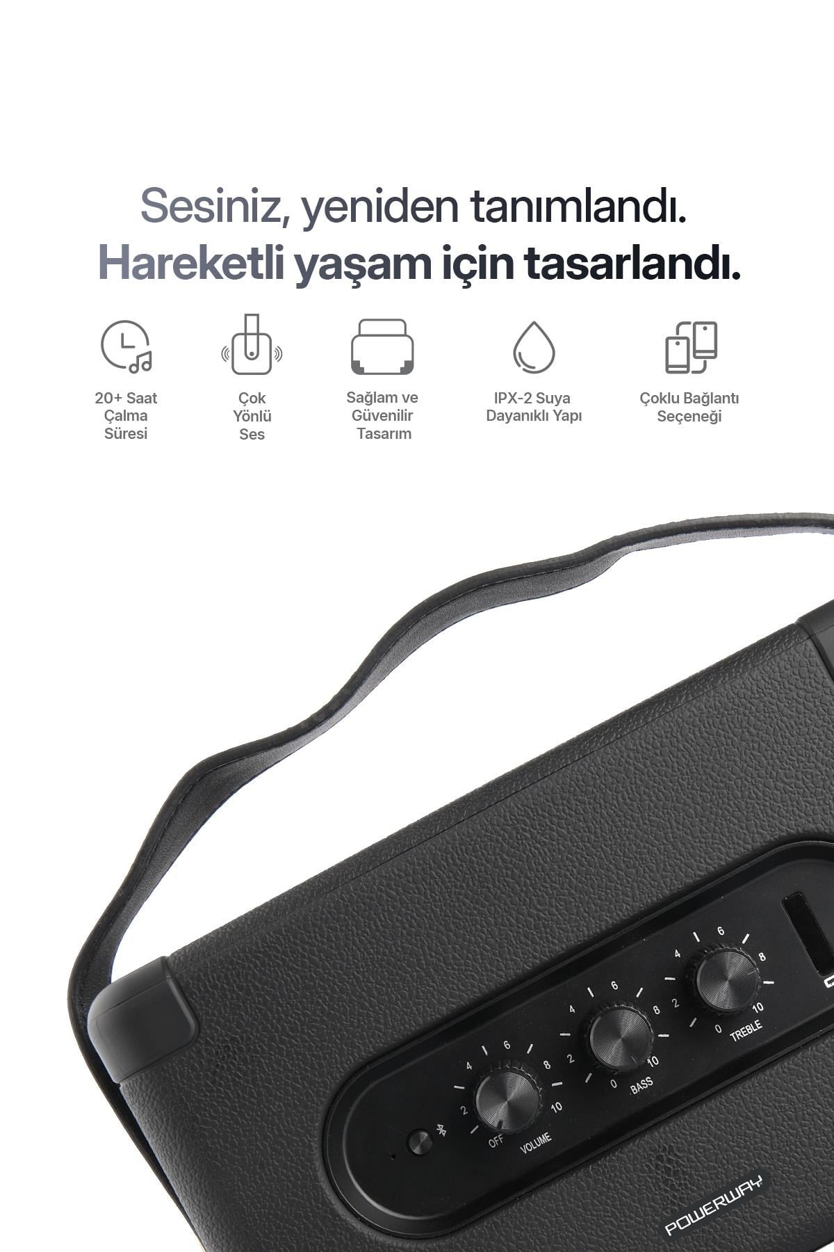 Cubex Bluetooth Hoparlör 40W Güçlü Ses, IPX2 Suya Dayanıklı, 20 Saat Çalma Süresi
