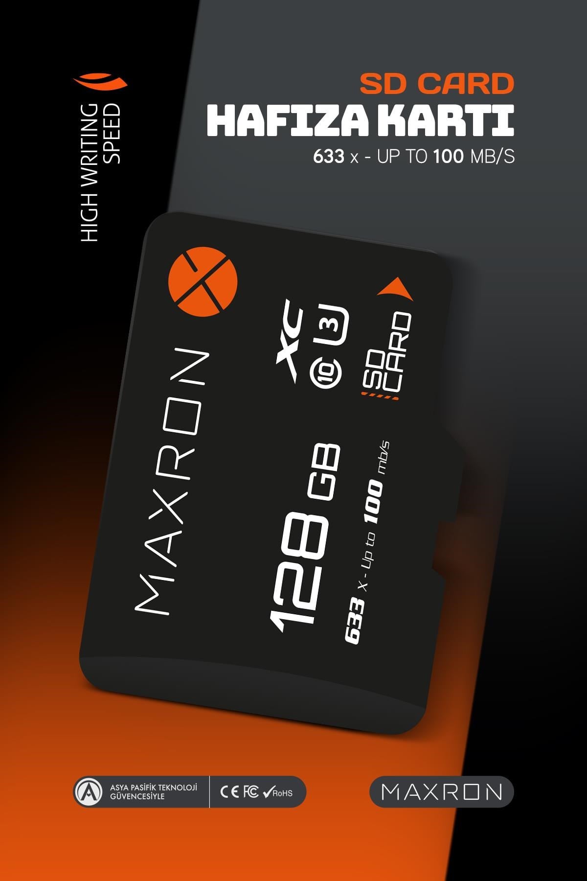 Maxron 128 GB Hafıza Kartı Adaptör Dahil Up To 100 Mb/s