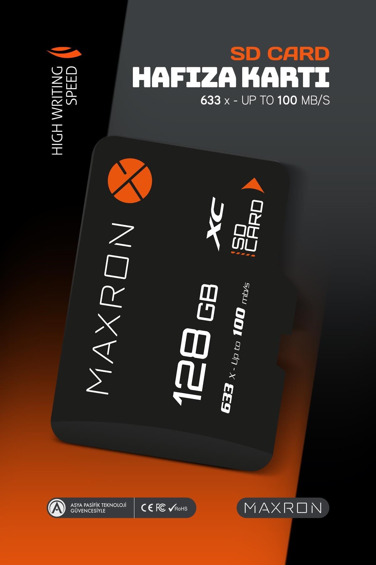 Maxron 128 GB Hafıza Kartı Adaptör Dahil Up To 100 Mb/s