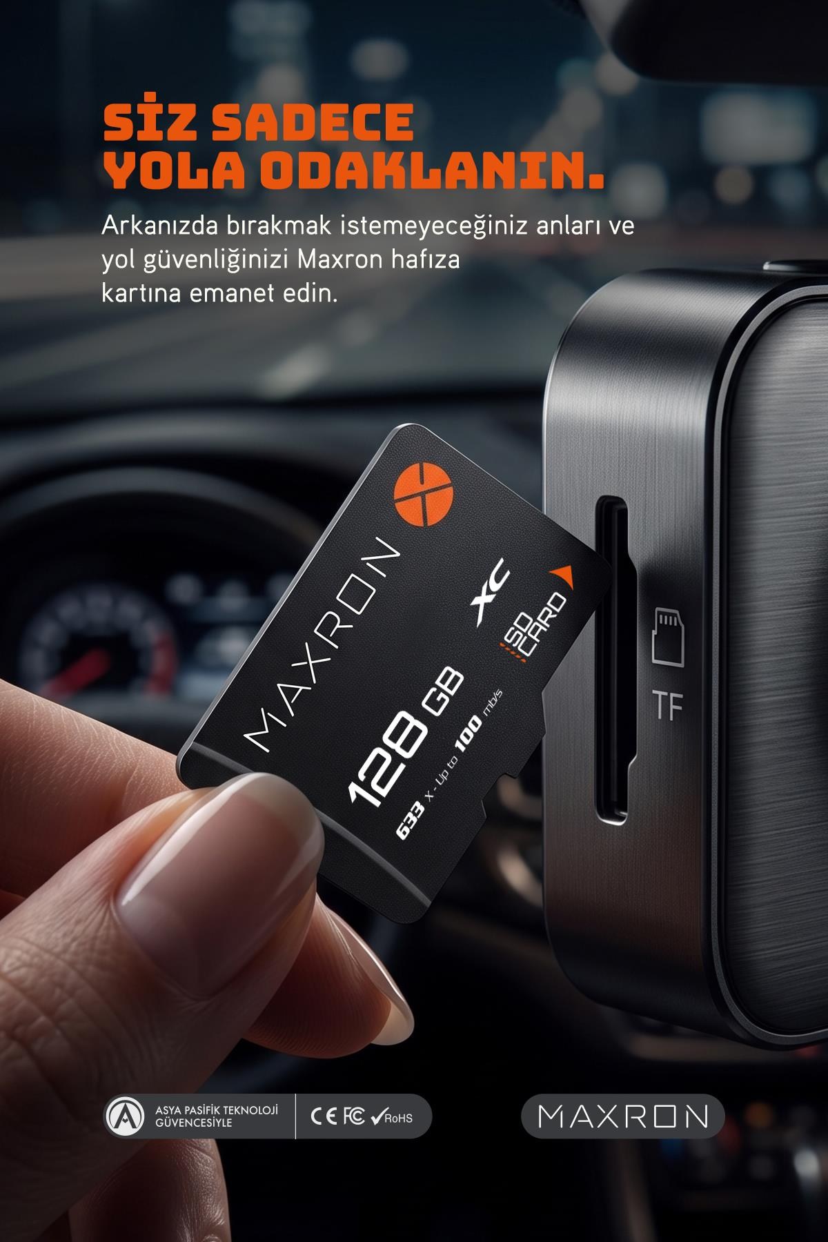 Maxron 128 GB Hafıza Kartı Adaptör Dahil Up To 100 Mb/s
