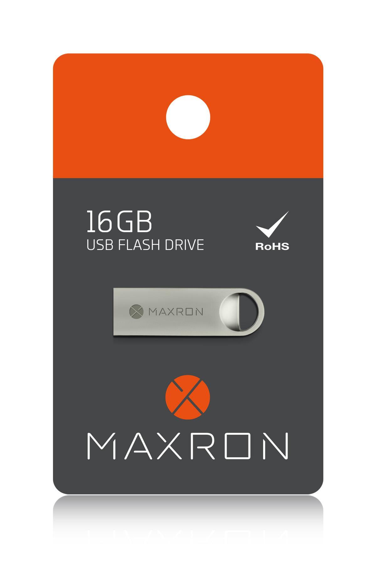 Maxron 16 GB Flash Bellek Metal Gövde Ömür Boyu Garantili Güvenli Usb Bellek