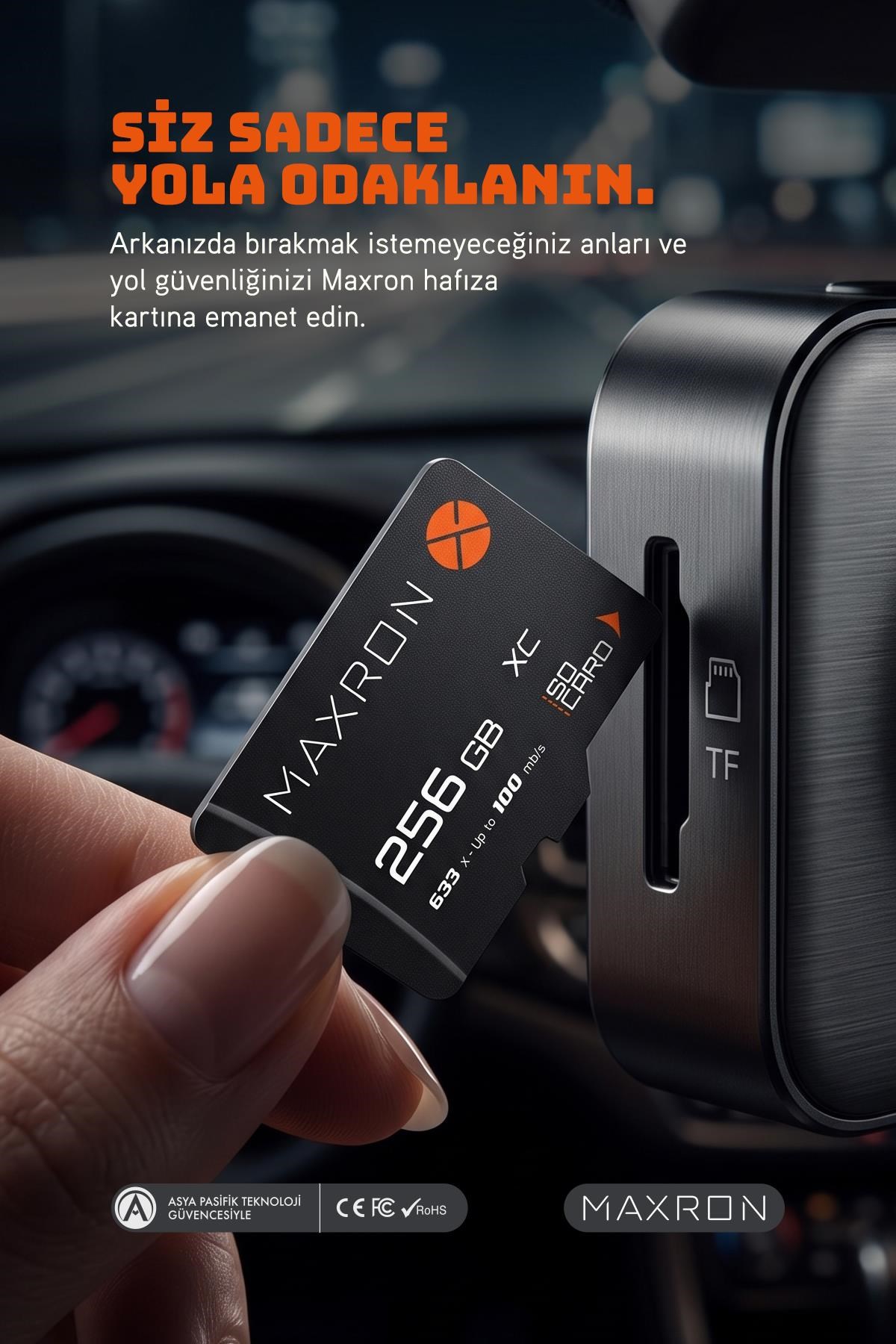 Maxron 256 GB Hafıza Kartı Adaptör Dahil Up To 100 Mb/s