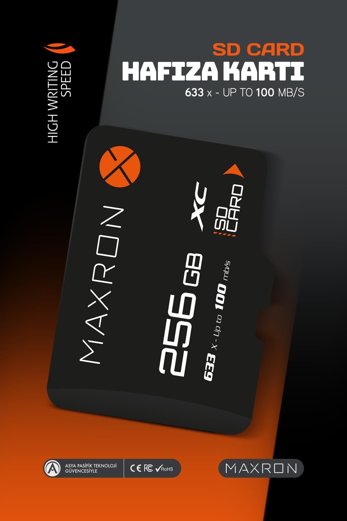Maxron 256 GB Hafıza Kartı Adaptör Dahil Up To 100 Mb/s