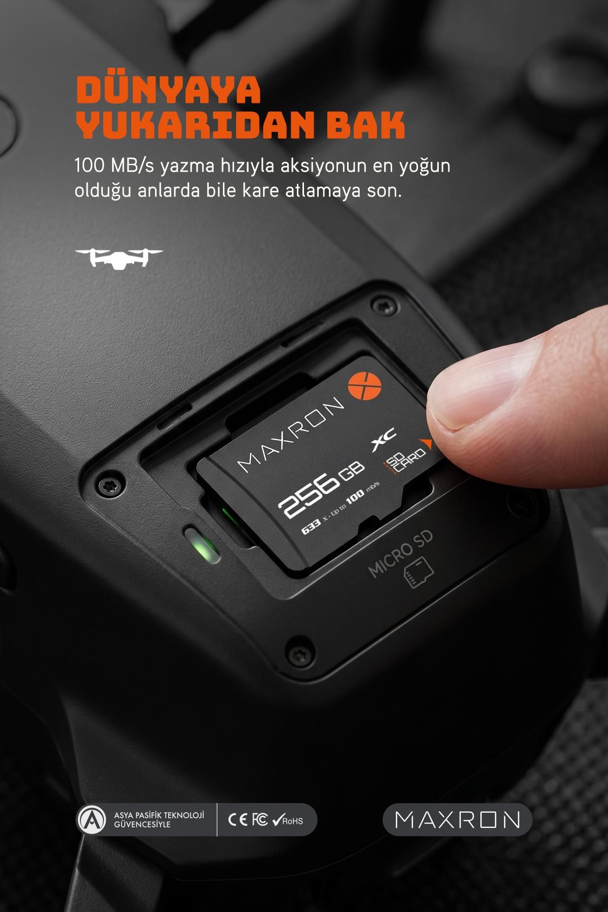 Maxron 256 GB Hafıza Kartı Adaptör Dahil Up To 100 Mb/s