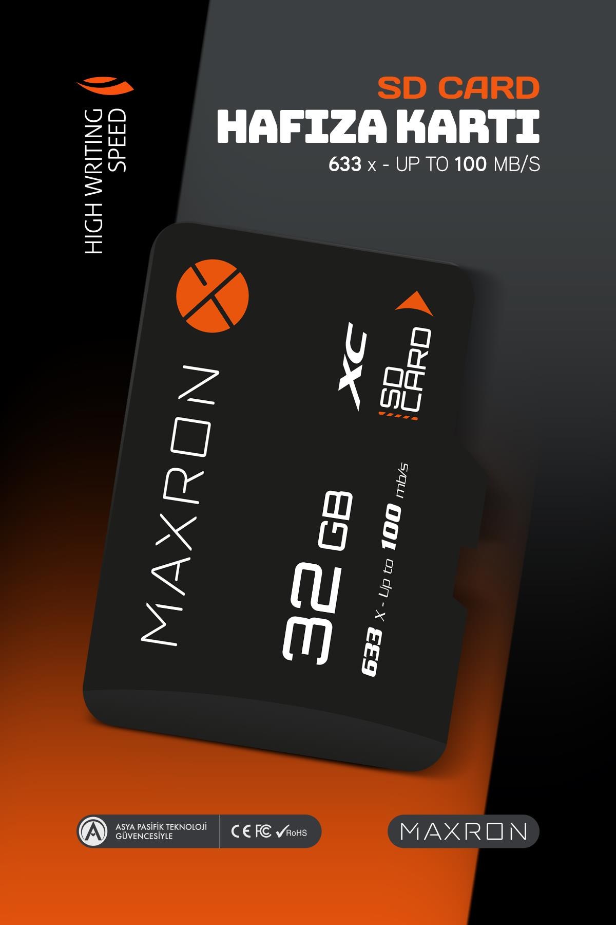 Maxron 32 GB Hafıza Kartı Adaptör Dahil Up To 100 Mb/s