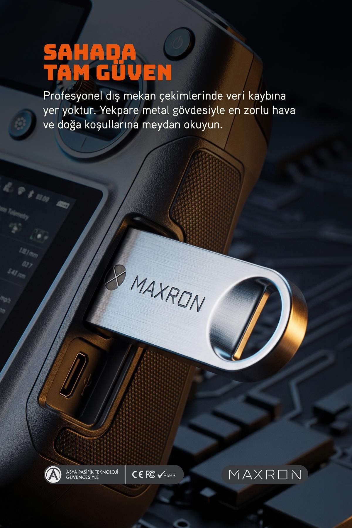 Maxron 64 GB Flash Bellek Metal Gövde Ömür Boyu Garantili Güvenli Usb Bellek