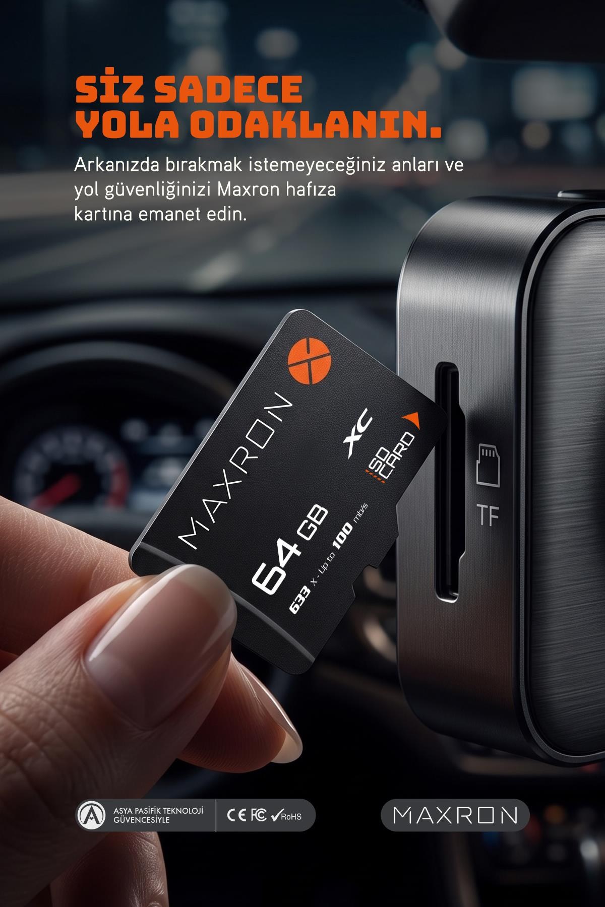 Maxron 64 GB Hafıza Kartı Adaptör Dahil Up To 100 Mb/s