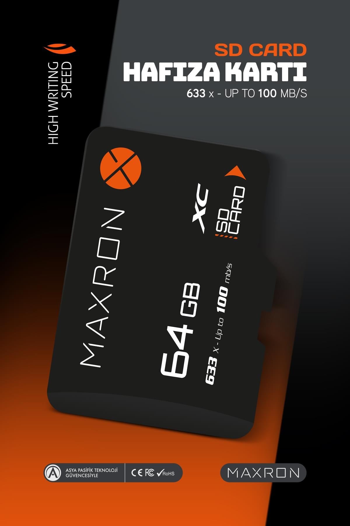 Maxron 64 GB Hafıza Kartı Adaptör Dahil Up To 100 Mb/s