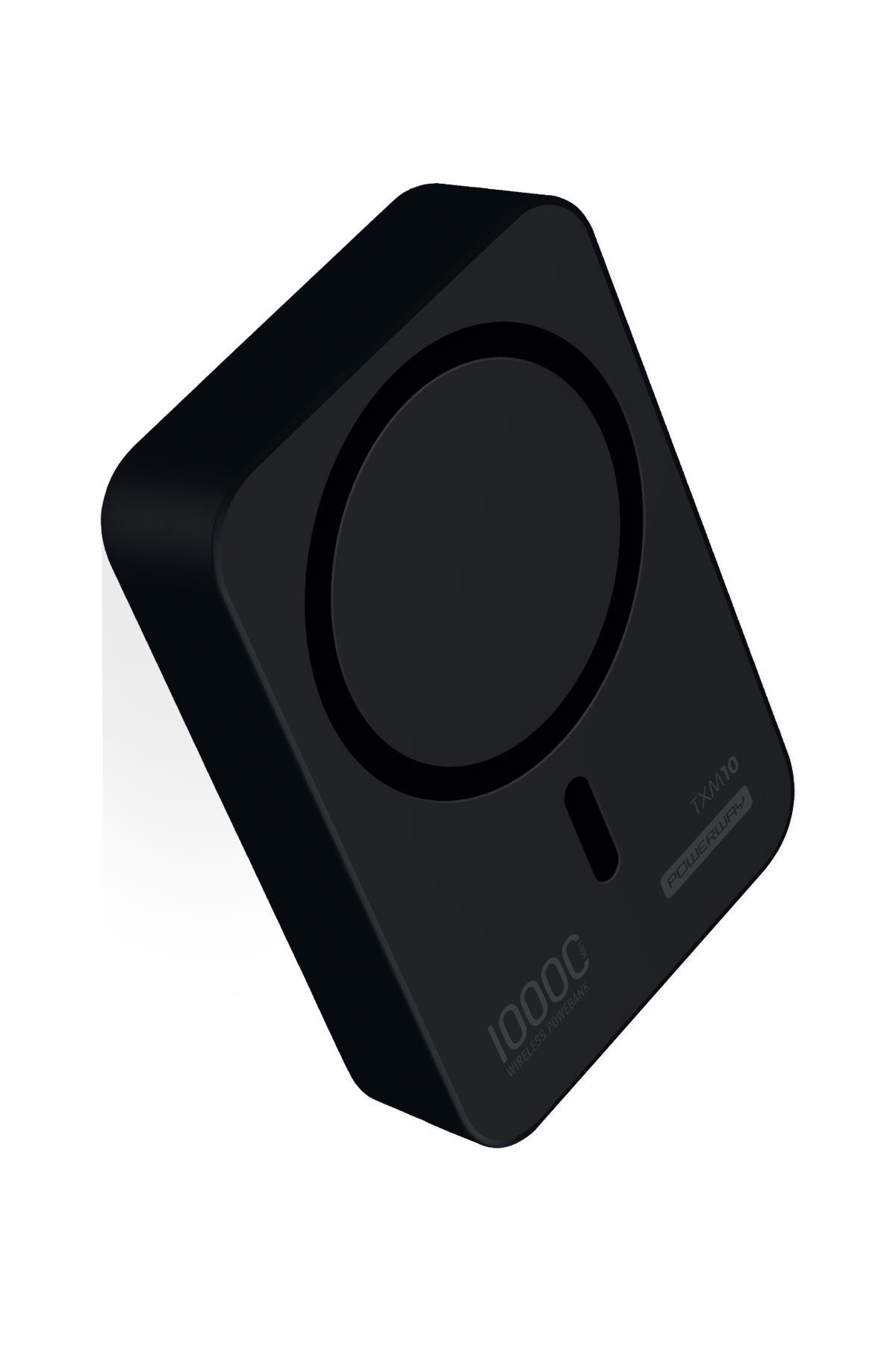 Powerway 10.000 mAh PD 15W Magsafe Kablosuz Wireless Taşınabilir Şarj Cihazı Siyah Powerbank TXM10