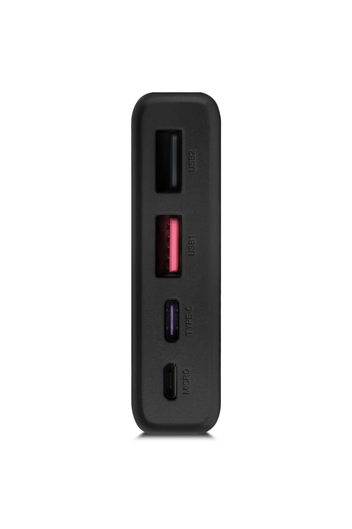 Powerway QC10 Siyah 10.000 Mah PD 22.5W Dahili Kablolu Hızlı Şarj Led Işıklı Powerbank
