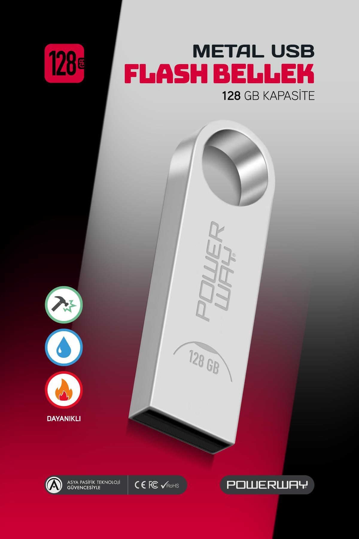 Powerway 128 GB Metal Usb Flash Bellek Usb 2.0 Data Traveler
