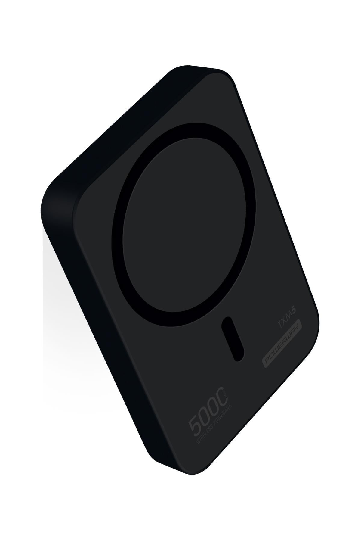 Powerway 5.000 mAh PD 15W Magsafe Kablosuz Wireless Taşınabilir Şarj Cihazı Siyah Powerbank TXM5