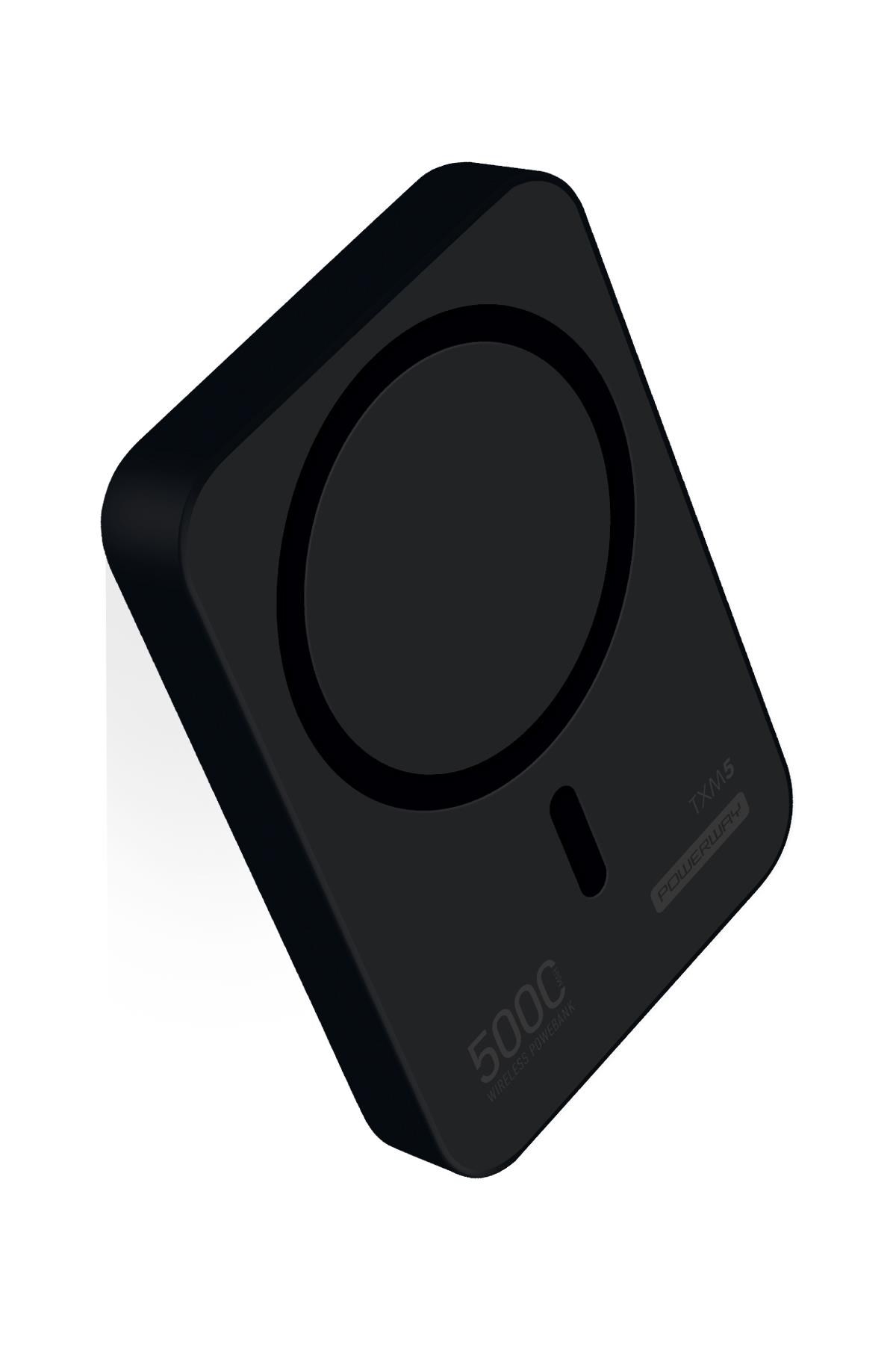 Powerway 5.000 mAh PD 15W Magsafe Kablosuz Wireless Taşınabilir Şarj Cihazı Siyah Powerbank TXM5