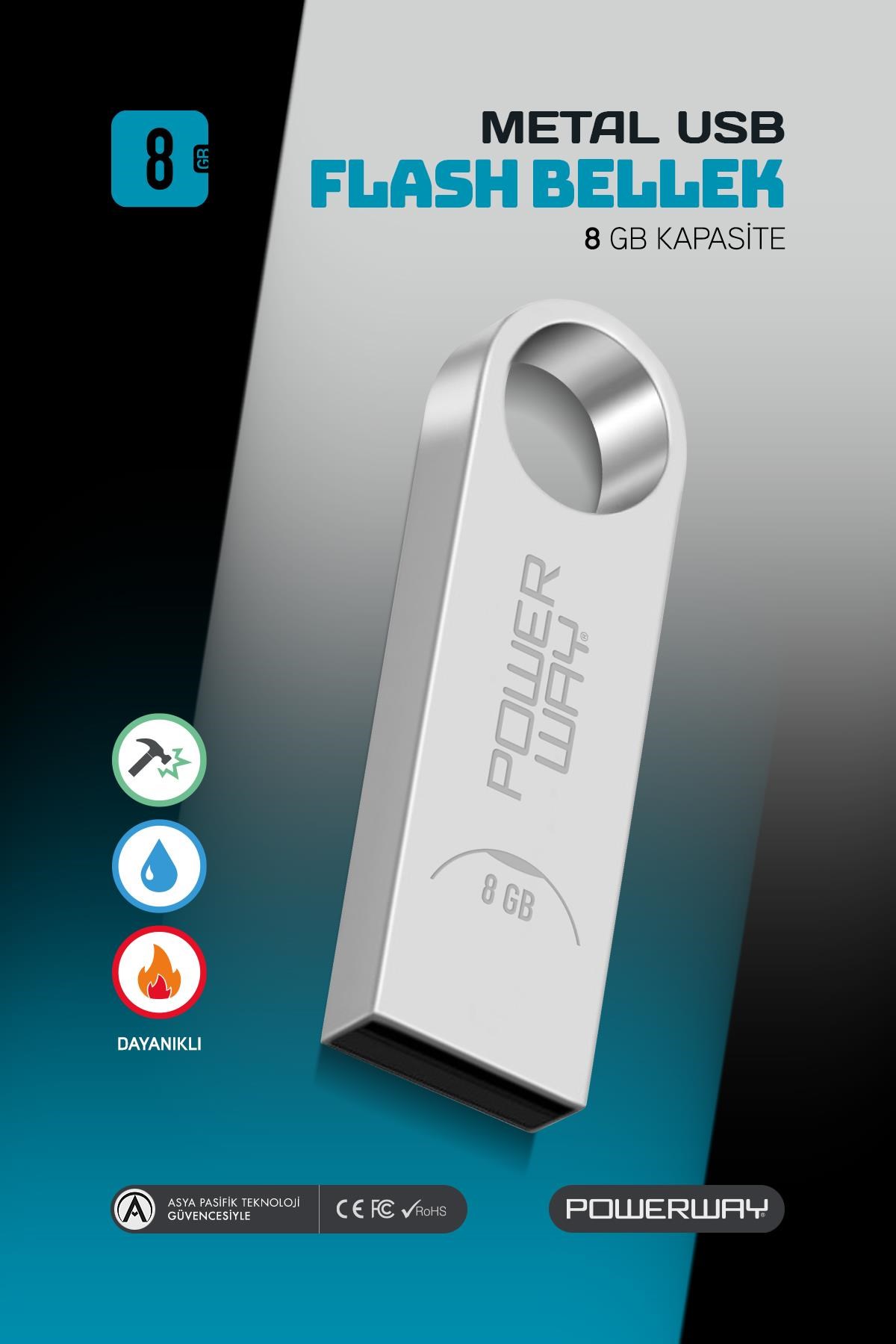 Powerway 8 GB Metal Usb Flash Bellek Usb 2.0 Data Traveler