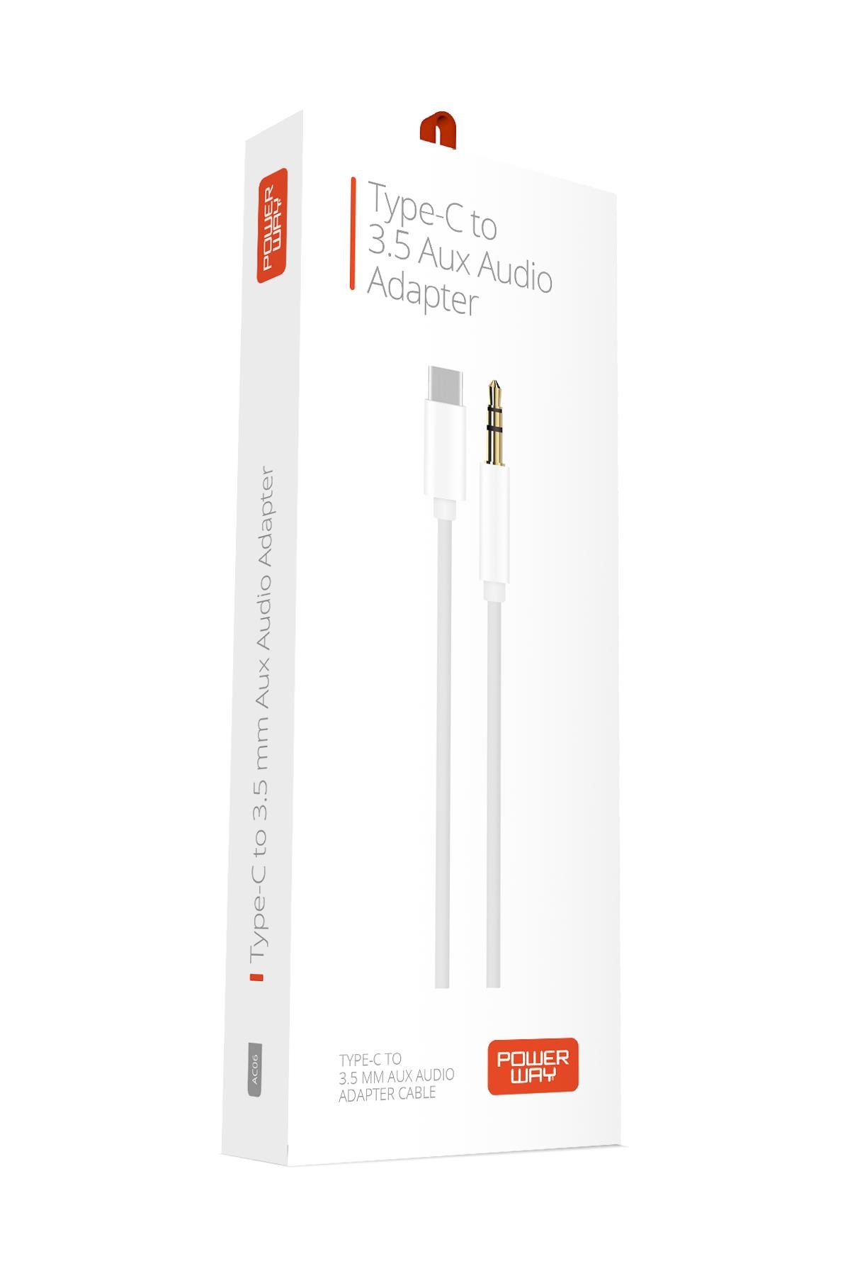 Powerway AC06 Type-C to 3.5mm Erkek Aux Dönüştürücü Aux Çevirici