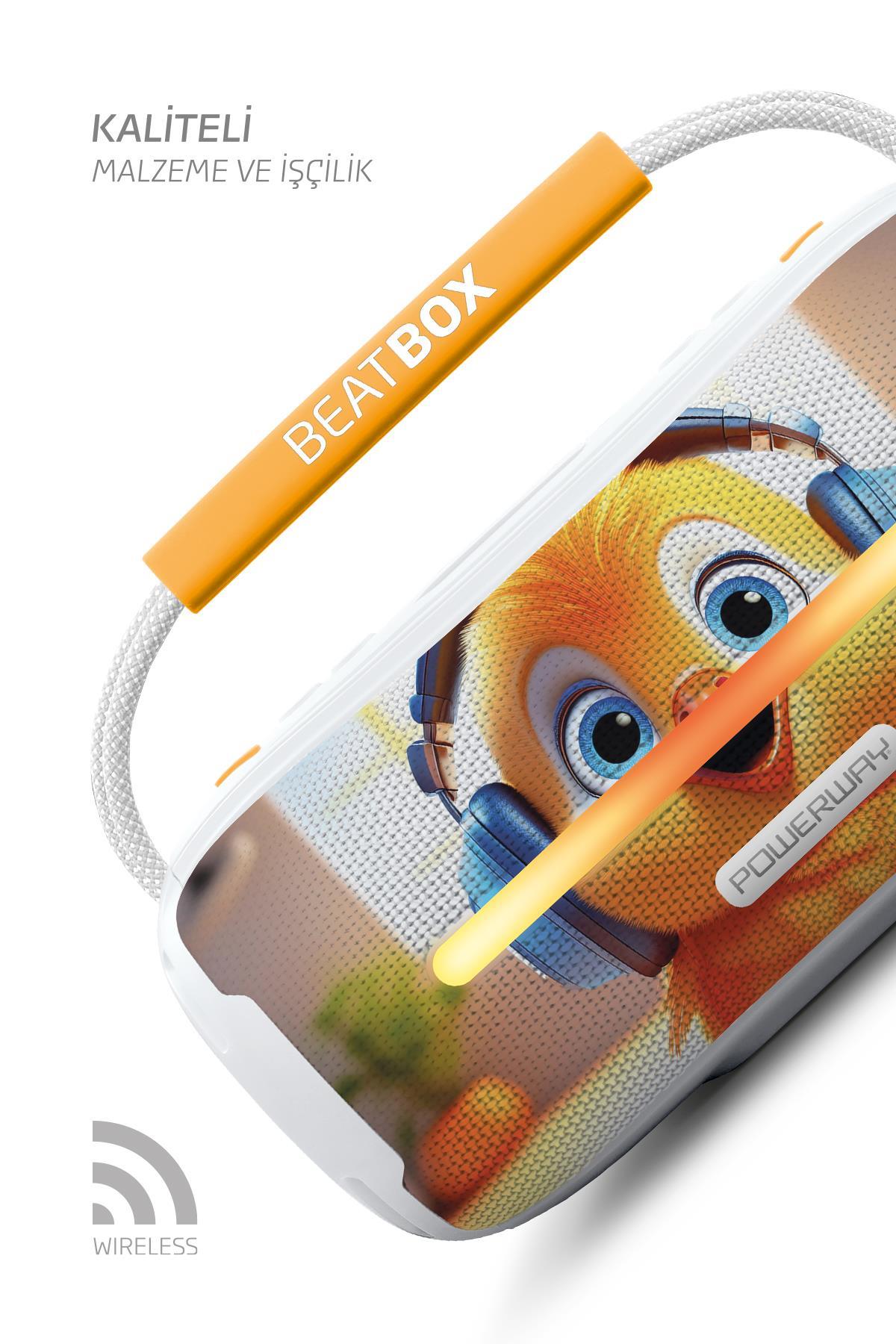 Powerway Beatbox Animals Civciv Led Işıklı Dayanıklı Ses Bombası Usb Sd Aux Bluetooth Hoparlör