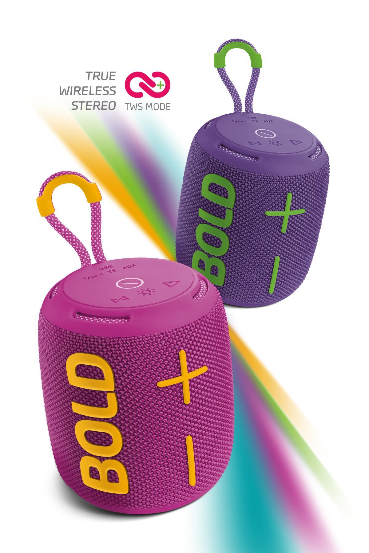 Powerway Bold Eflatun Taşınabilir Ses Bombası Kablosuz Bluetooth Hoparlör Speaker Yüksek Sesli TWS