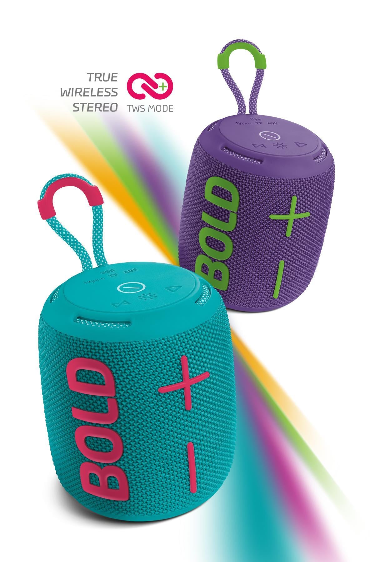 Powerway Bold Turkuaz Taşınabilir Ses Bombası Kablosuz Bluetooth Hoparlör Speaker Yüksek Sesli TWS